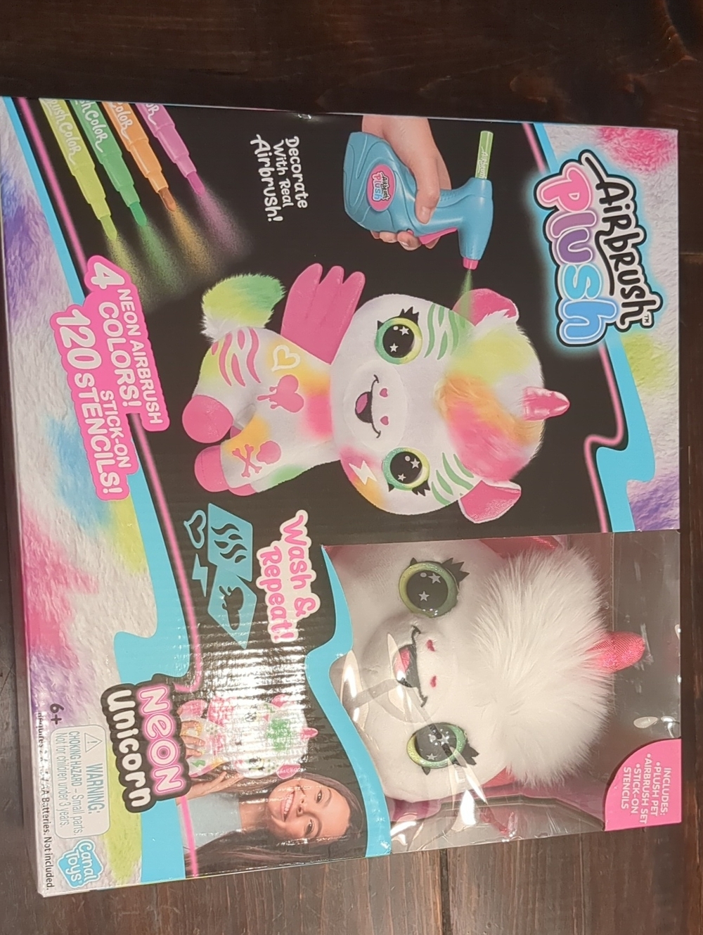 Airbrush Plush Neon Unicorn Kids Toy - Pink, White, Yellow, Green